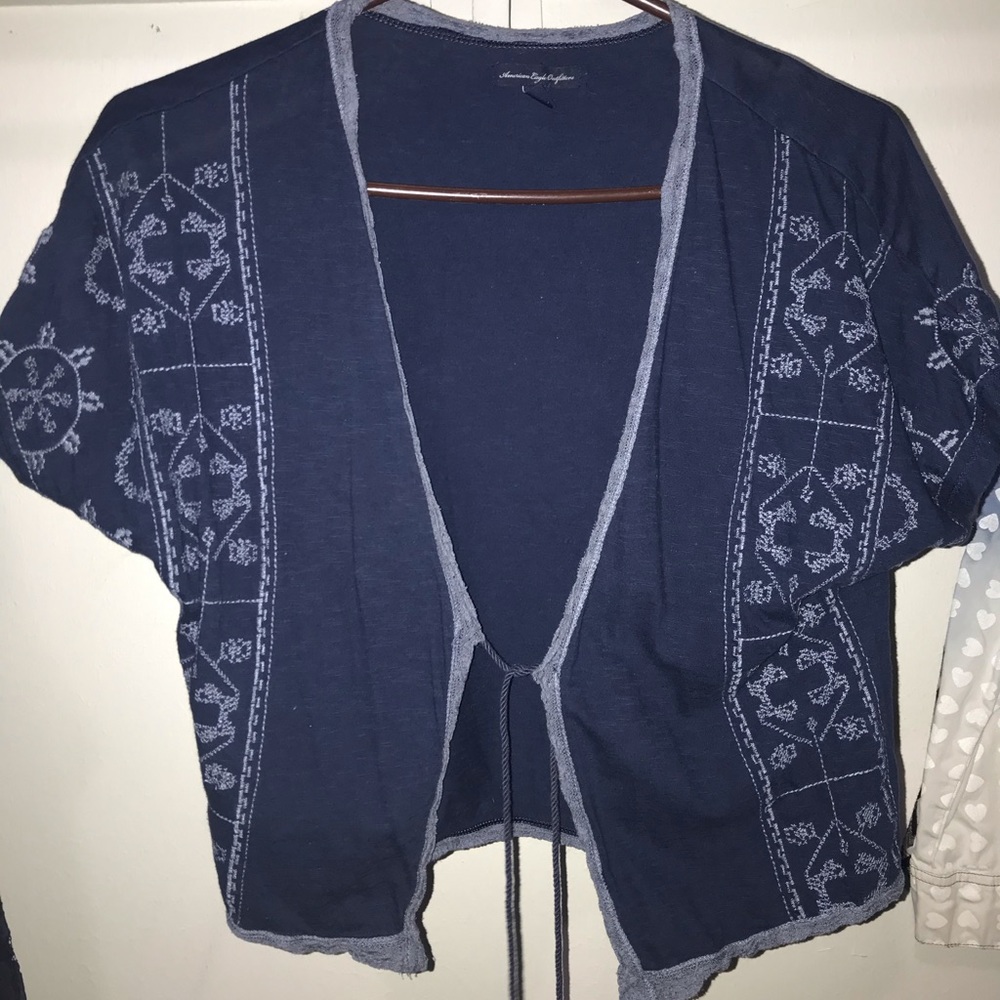 Blue short sleeve cover up